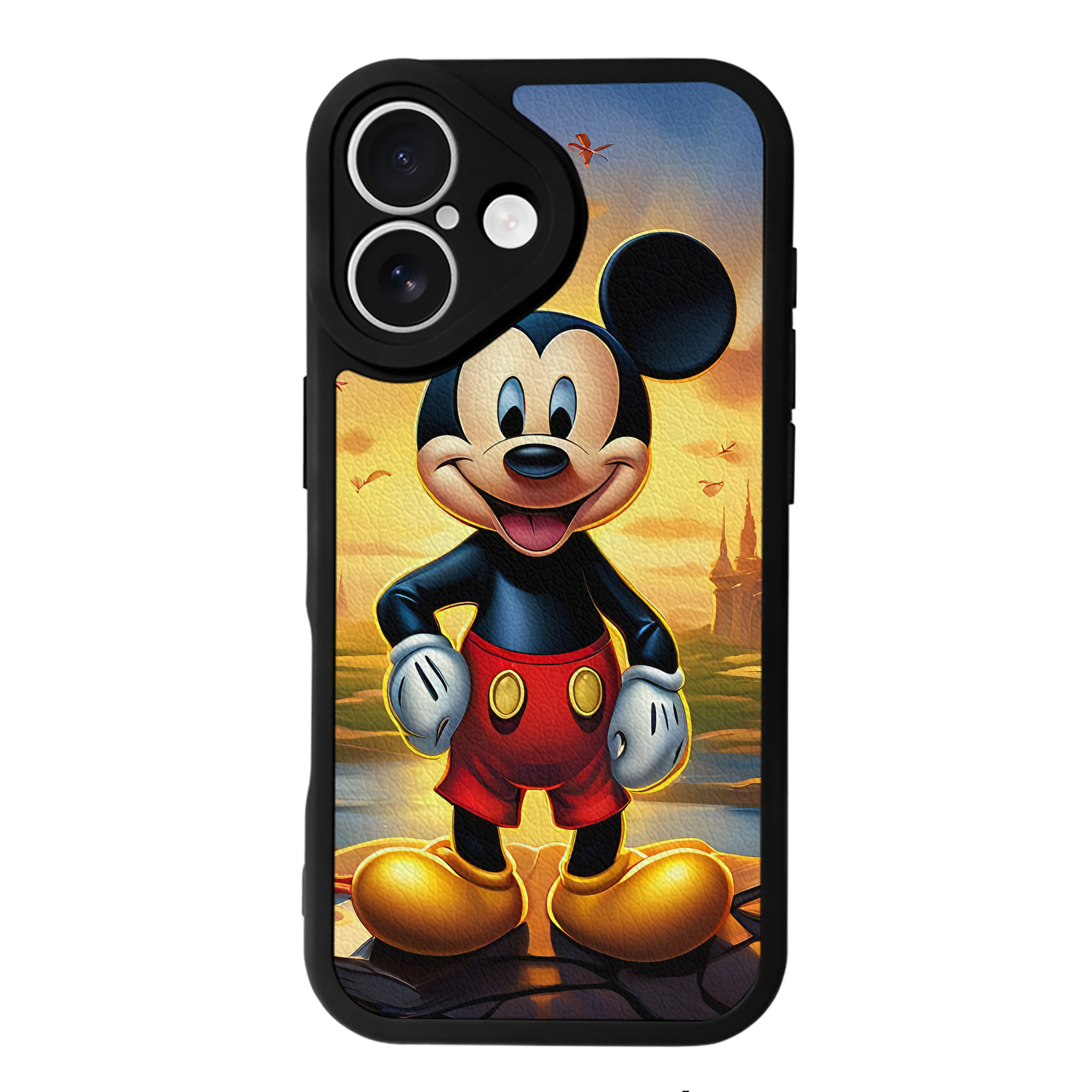 （画像用） ミッキーマウス Mickey Mouse 【iPhone 16シリーズ対応】シリコンスマホケース（レザー調） 材質：シリコン